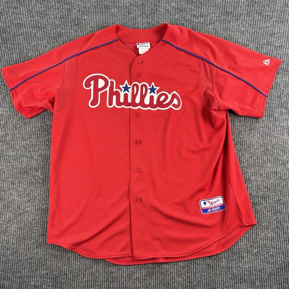 Vintage Jimmy Rollins Jersey Men Extra Large Red Majestic Authentic Stitched